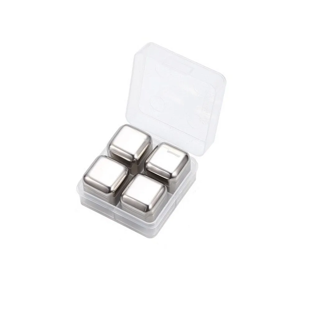 Cocktail Ceremony Metal Ice Cubes cubetti acciaio 4 pezzi riutilizzabili