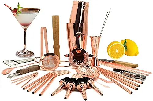 Sky Fish Boston Shaker Set Cocktail 32 Pezzi Rame Completo Inox
