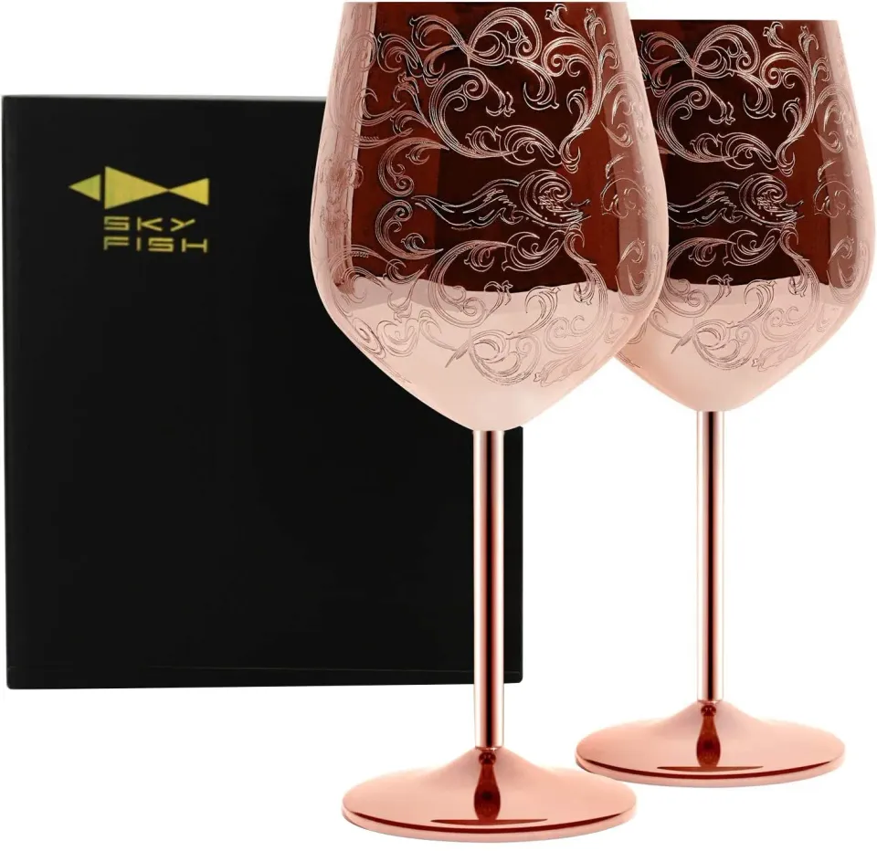 Sky Fish Calici Vino Acciaio Rame 2 Pezzi 480 ml Barocchi