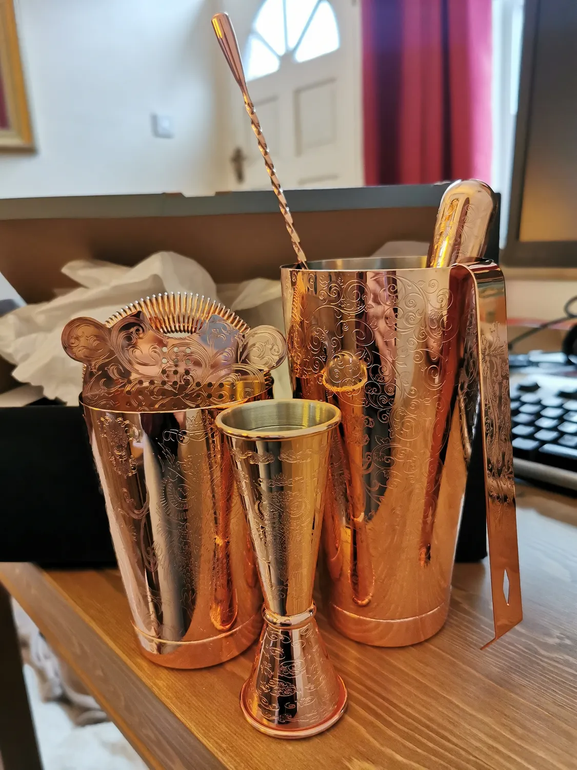 Sky Fish Boston Shaker Set Cocktail 6 Pezzi Rame Antico Inox