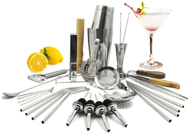 Sky Fish Kit Barman Boston 32 Pezzi Shaker Acciaio Bar