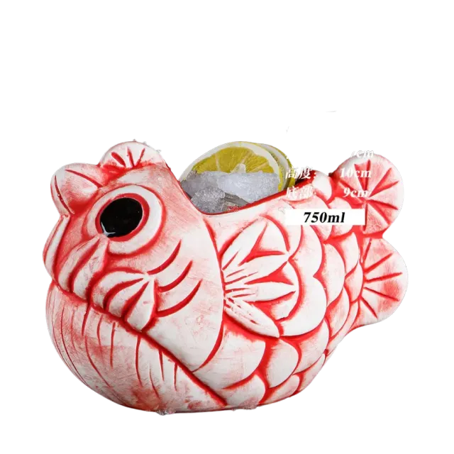 Cocktail Ceremony Red Piranha Tiki Mug 750ml Ceramica