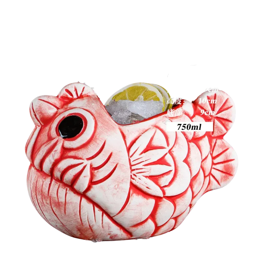 Cocktail Ceremony Red Piranha Tiki Mug 750ml Ceramica