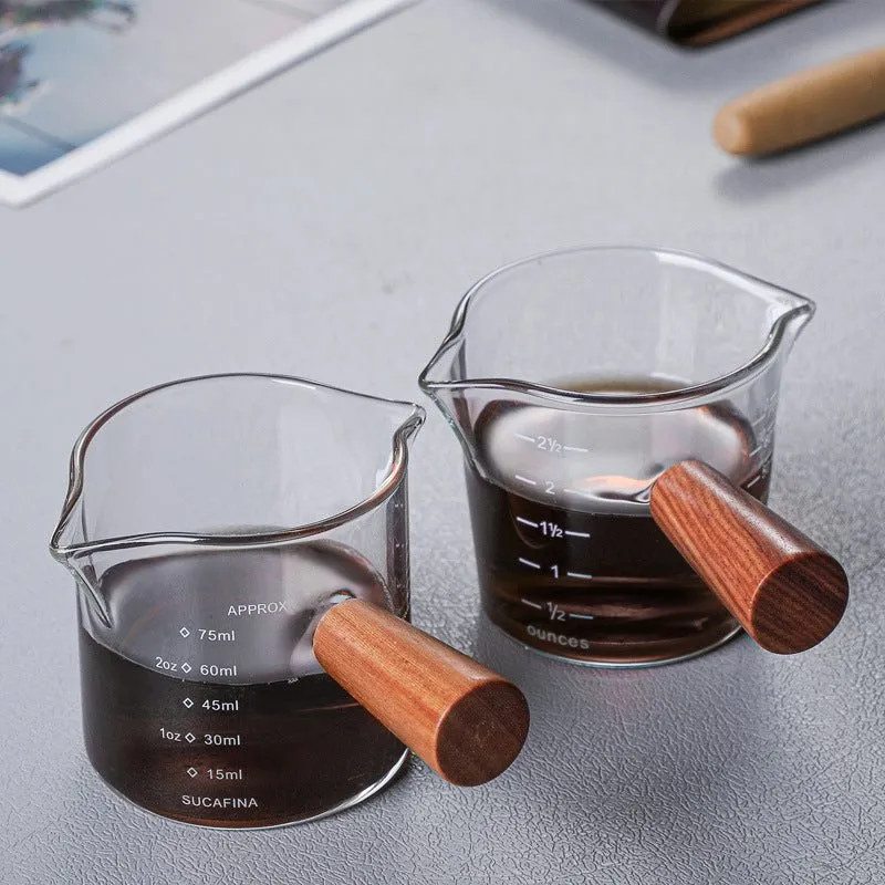 Cocktail Ceremony Espresso Measuring Cup misurino vetro manico legno