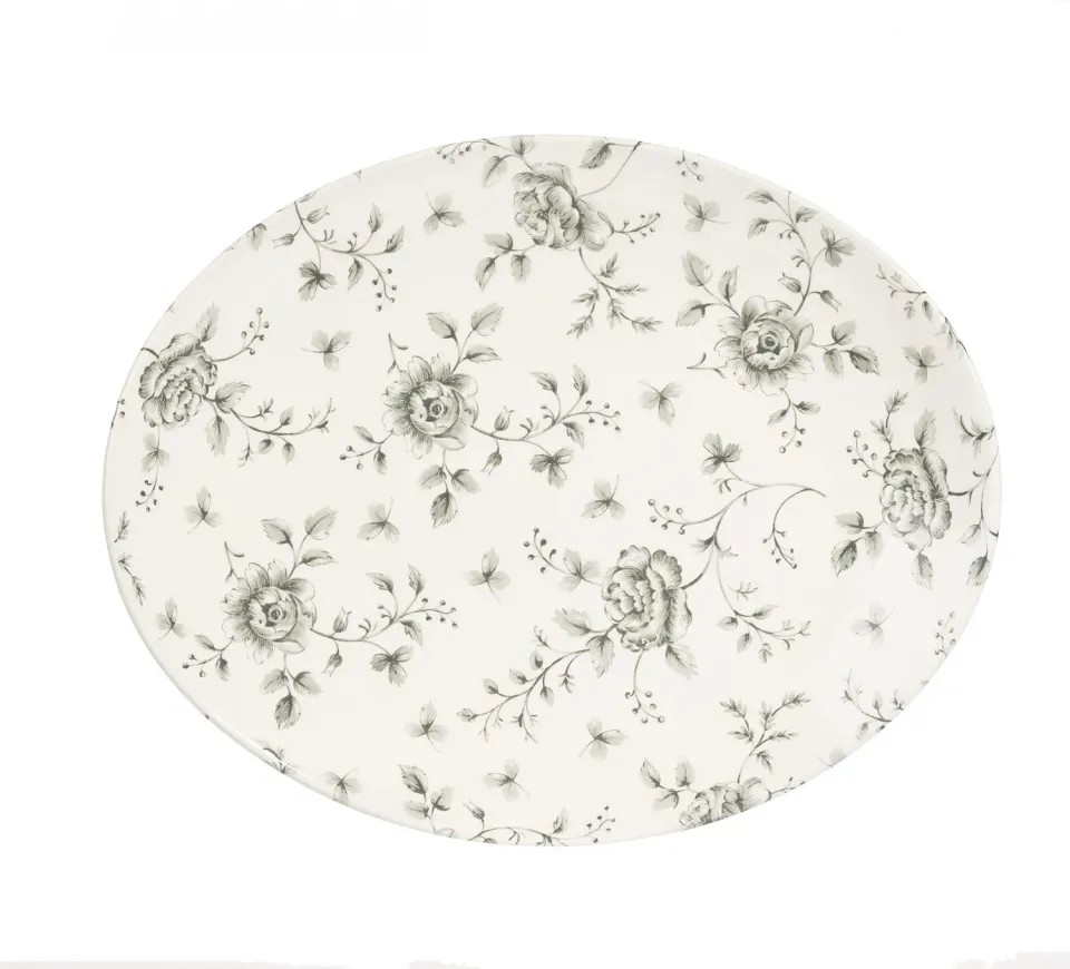 Churchill Vintage Prints piatto ovale 31,7cm grey rose 6 pezzi
