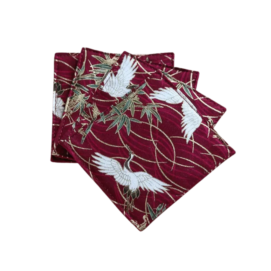 Cocktail Ceremony Red Crane sottobicchiere stoffa 9x9 cm