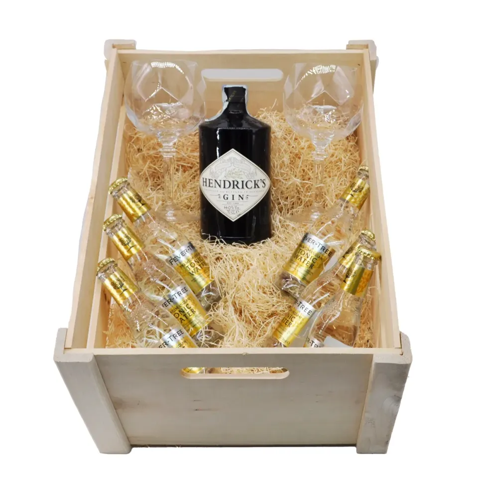 Hendrick's Gin Gift Box bottiglia con bicchieri regalo