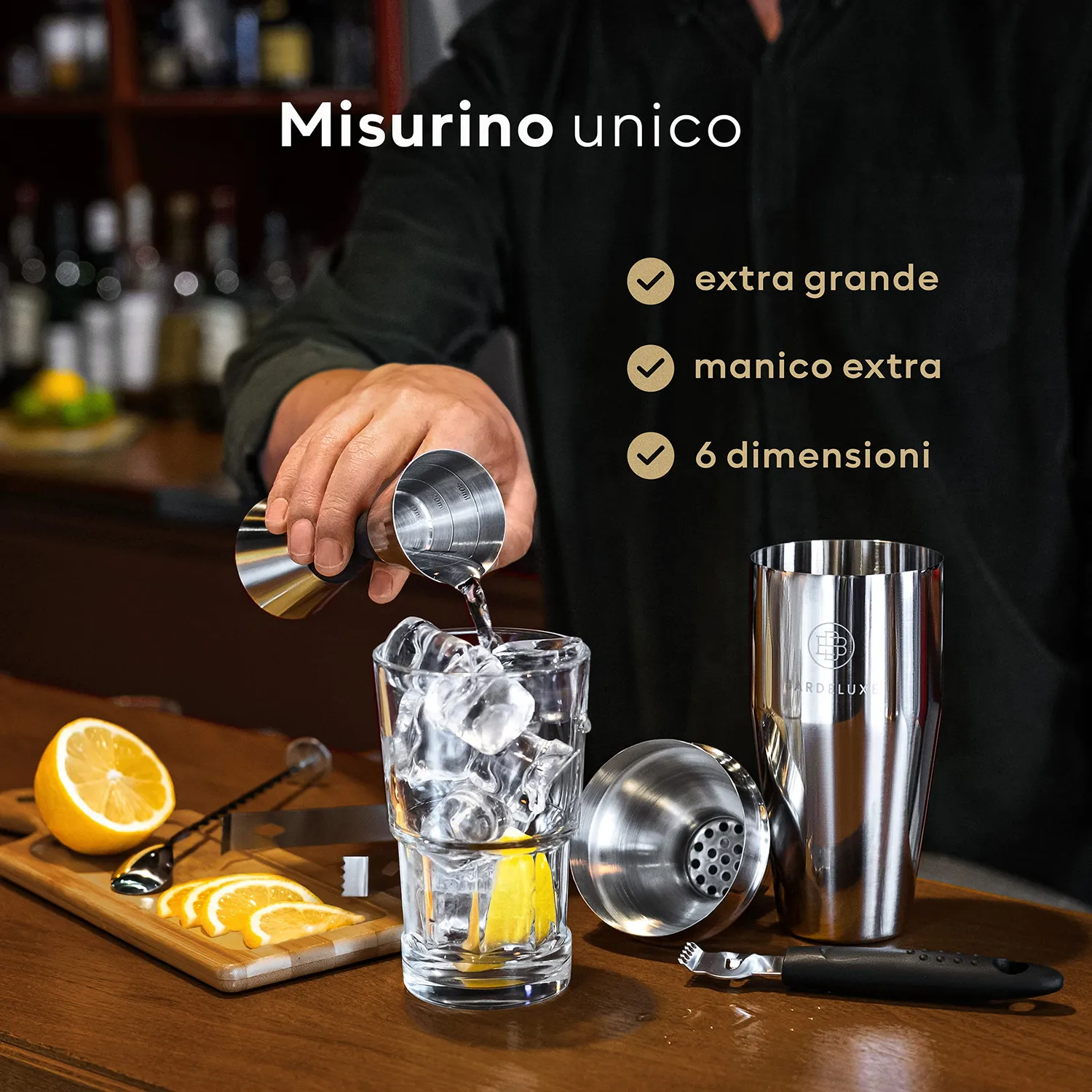 BarDeluxe Boston Shaker Set 5 Pezzi Argento 750 ml Acciaio