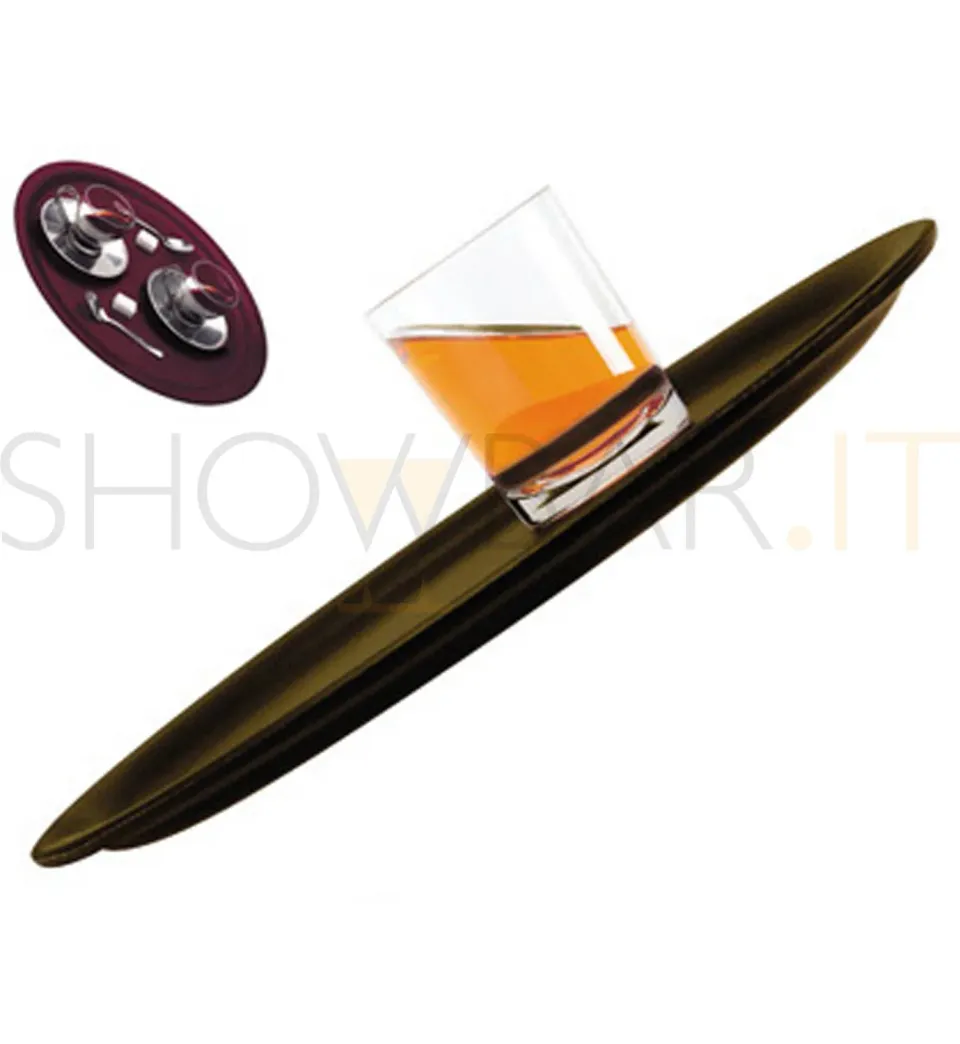 Showbar vassoio antiscivolo tondo 35 cm servizio bar nero