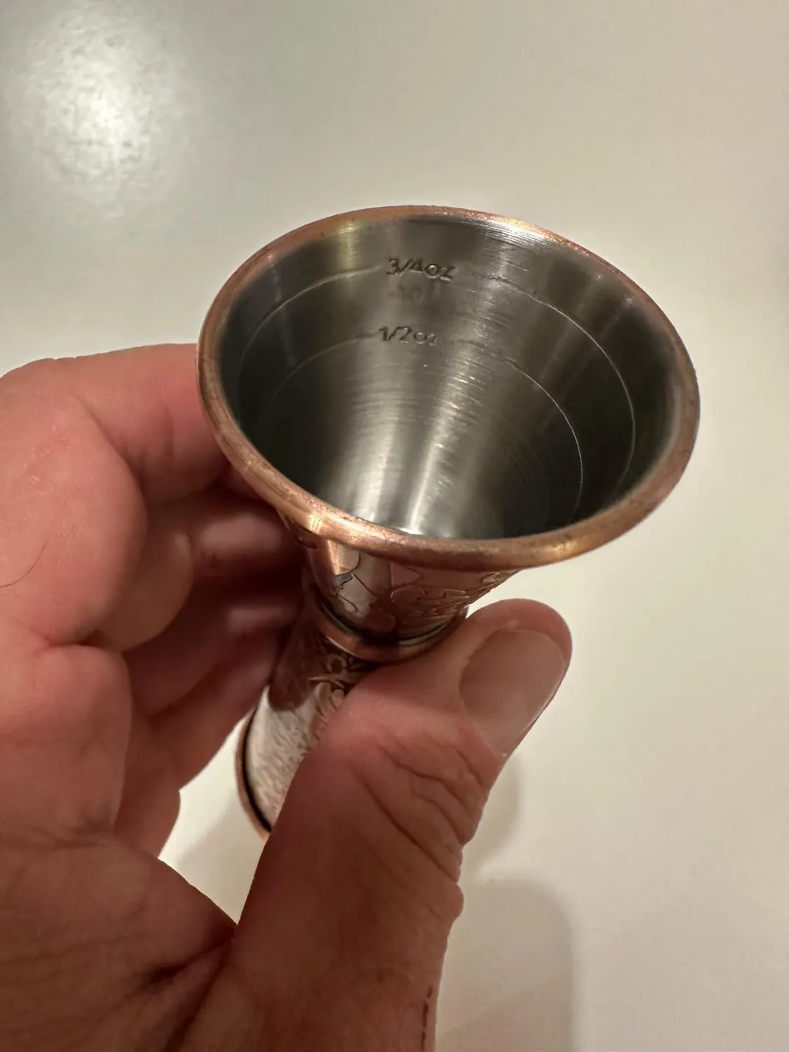 Sky Fish Jigger Cocktail Giapponese 1/2 oz Rame Antico 3D Inox