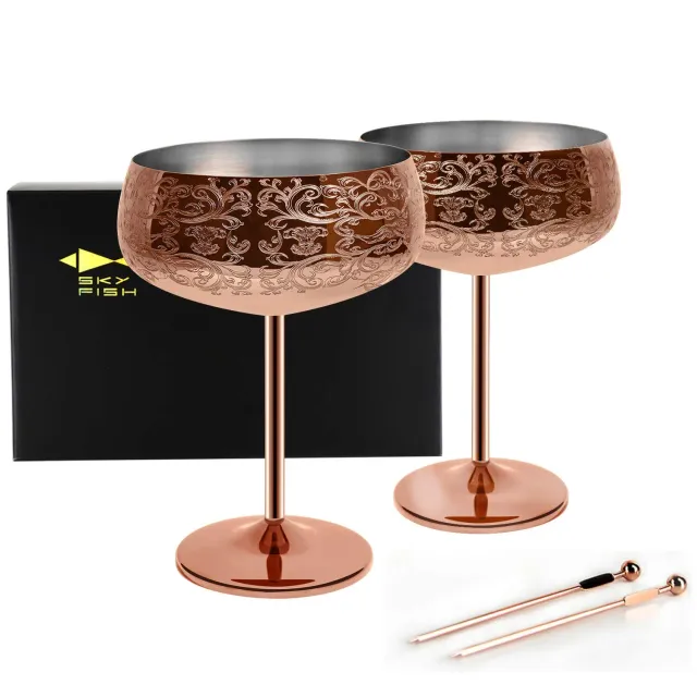 Sky Fish Bicchieri Martini Acciaio Rame 2 Pezzi
