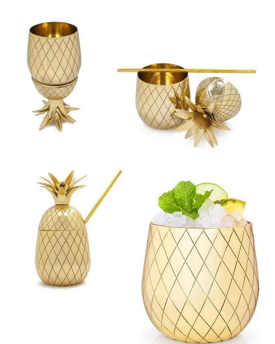 Pineapple Drinks Bicchiere Ananas Long Drink Tiki Oro