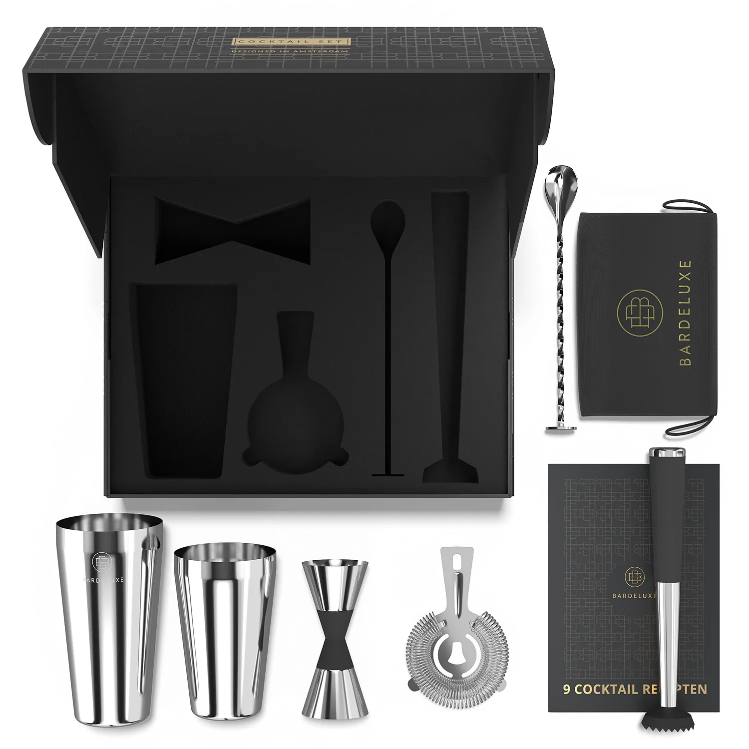 BarDeluxe Boston Shaker Set 5 Pezzi Argento 750 ml Acciaio