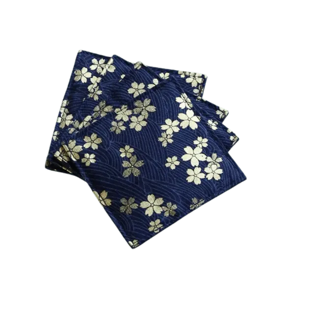 Cocktail Ceremony sottobicchiere stoffa 9x9 blu fiori oro