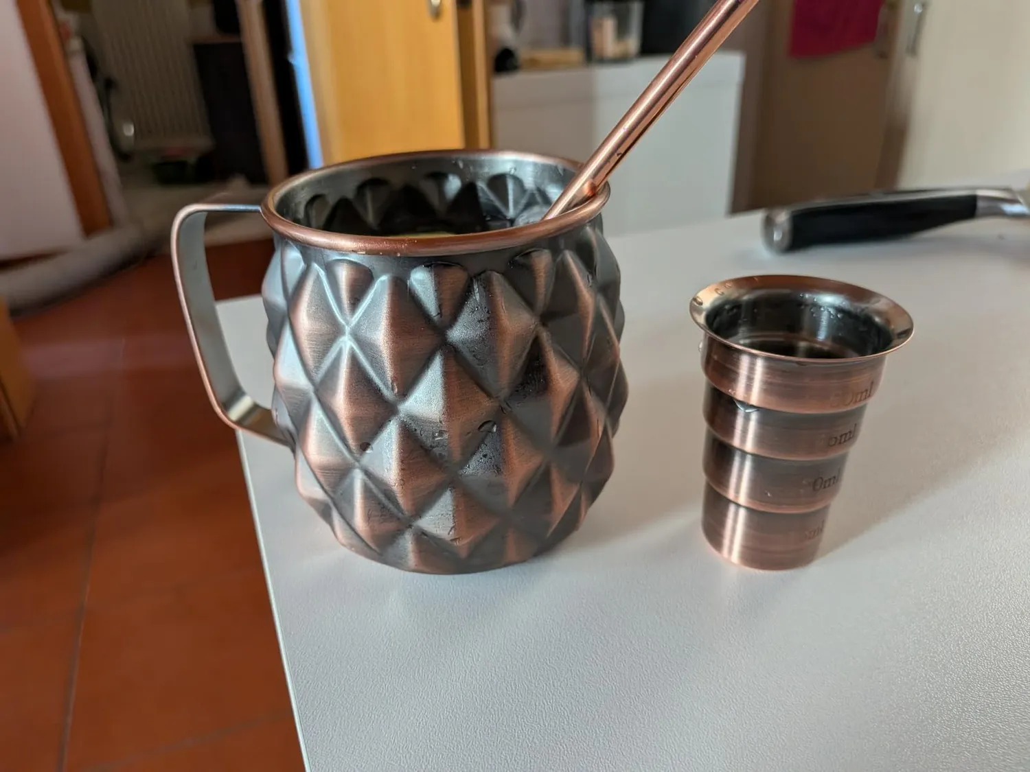 Sky Fish Ananas set 4 tazze Moscow Mule 500 ml rame antico
