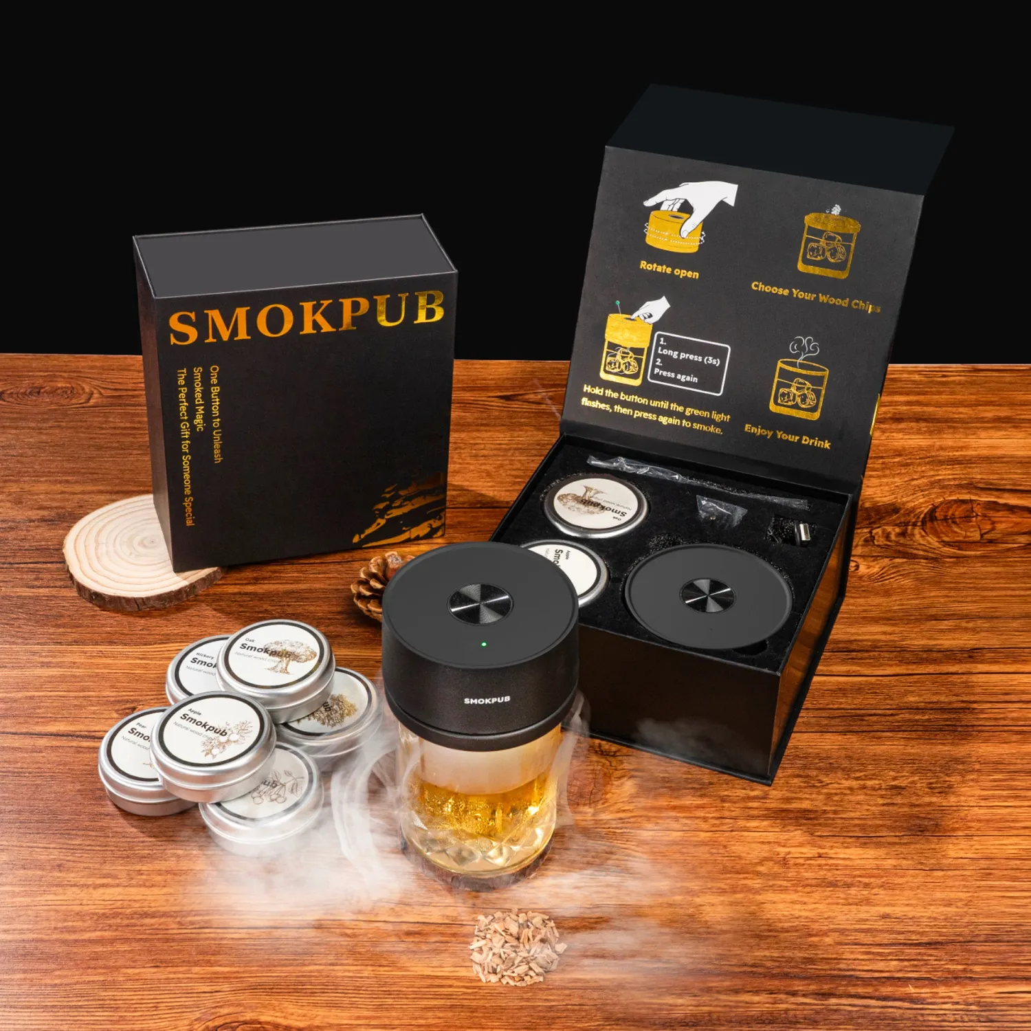 Smokepub 5-Piece Kit Affumicatore Cocktail Elettrico 5 Pezzi