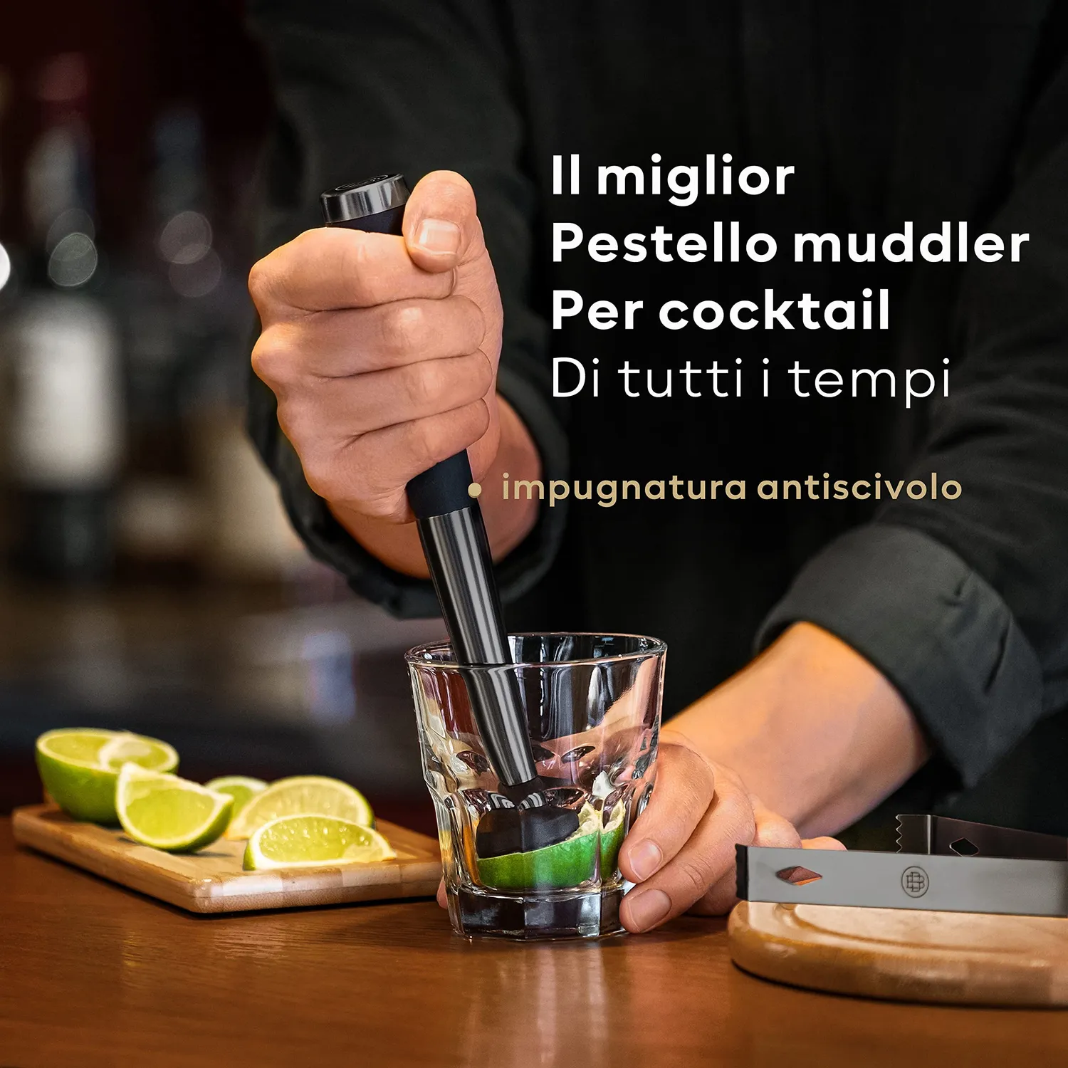 BarDeluxe kit barman 12 pezzi set cocktail nero 750 ml