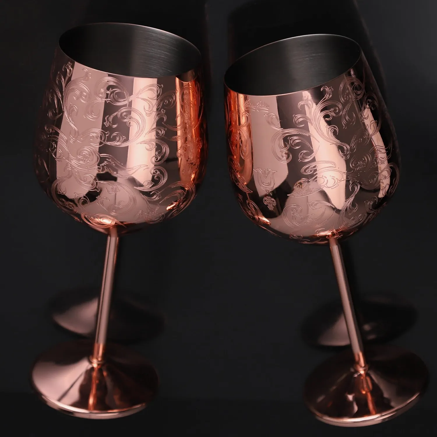 Sky Fish Calici Vino Acciaio Rame 2 Pezzi 480 ml Barocchi