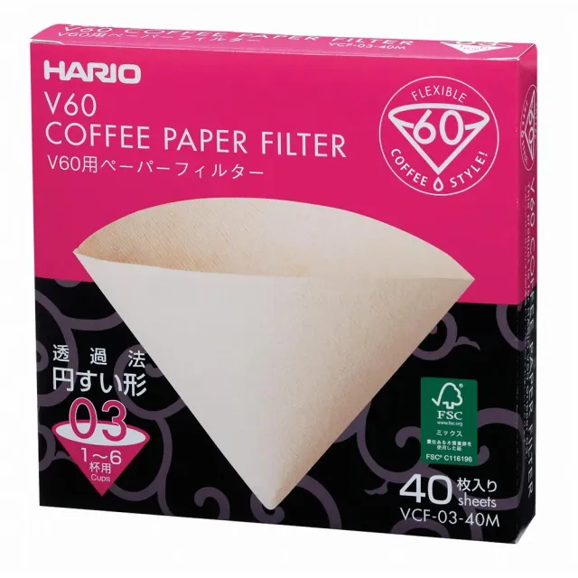 Hario VCF-03-40M filtro carta caffè 03 40 pezzi