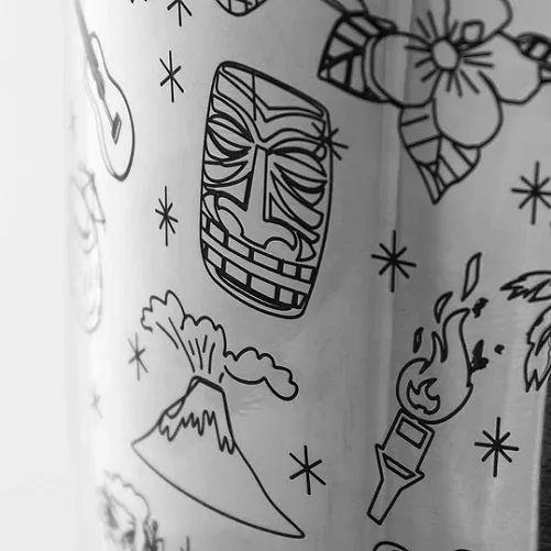 Cocktail Ceremony Tiki shaker boston tin on tin incisione