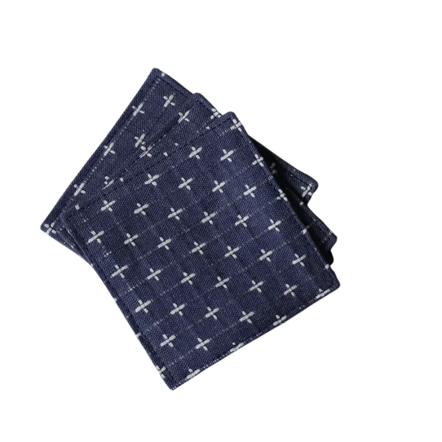 Cocktail Ceremony sottobicchiere stoffa blu navy riso 9x9 cm