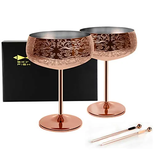 Sky Fish Bicchieri Martini Acciaio Rame 2 Pezzi