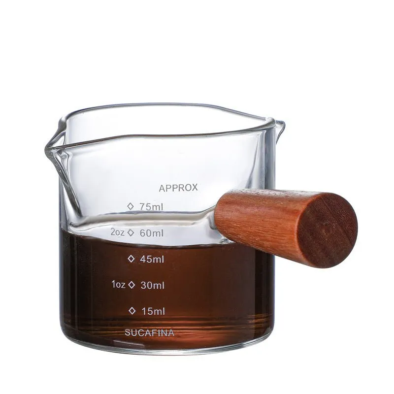 Cocktail Ceremony Espresso Measuring Cup misurino vetro manico legno
