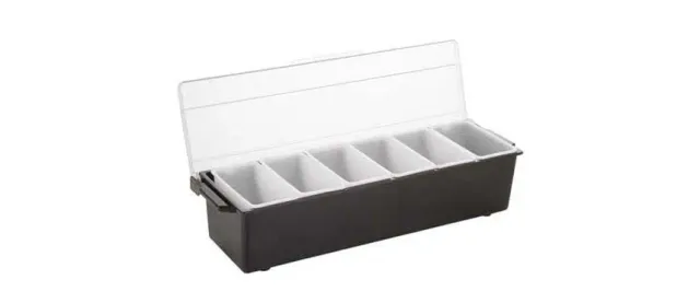 Showbar Condiment Holder contenitore 6 scomparti nero plastica