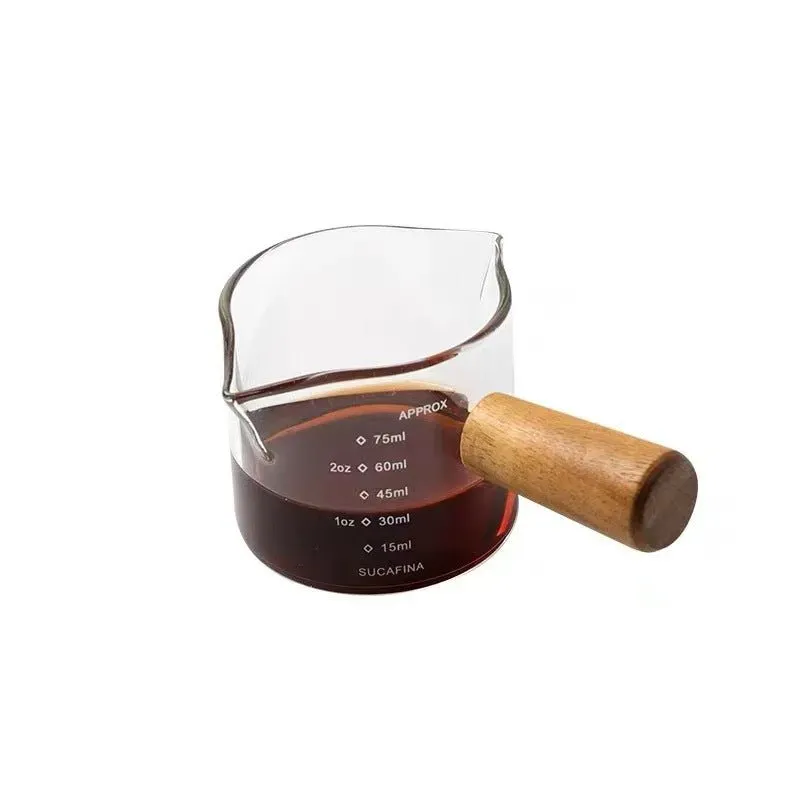 Cocktail Ceremony Espresso Measuring Cup misurino vetro manico legno