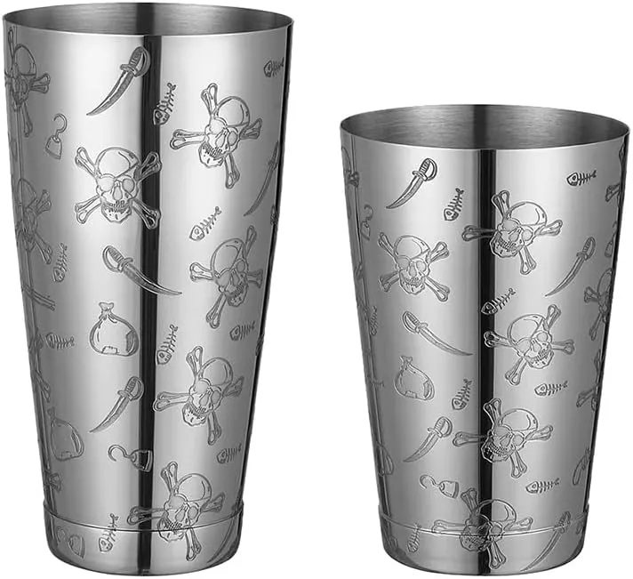 Cocktail Ceremony Skull shaker Boston Double Bottom acciaio