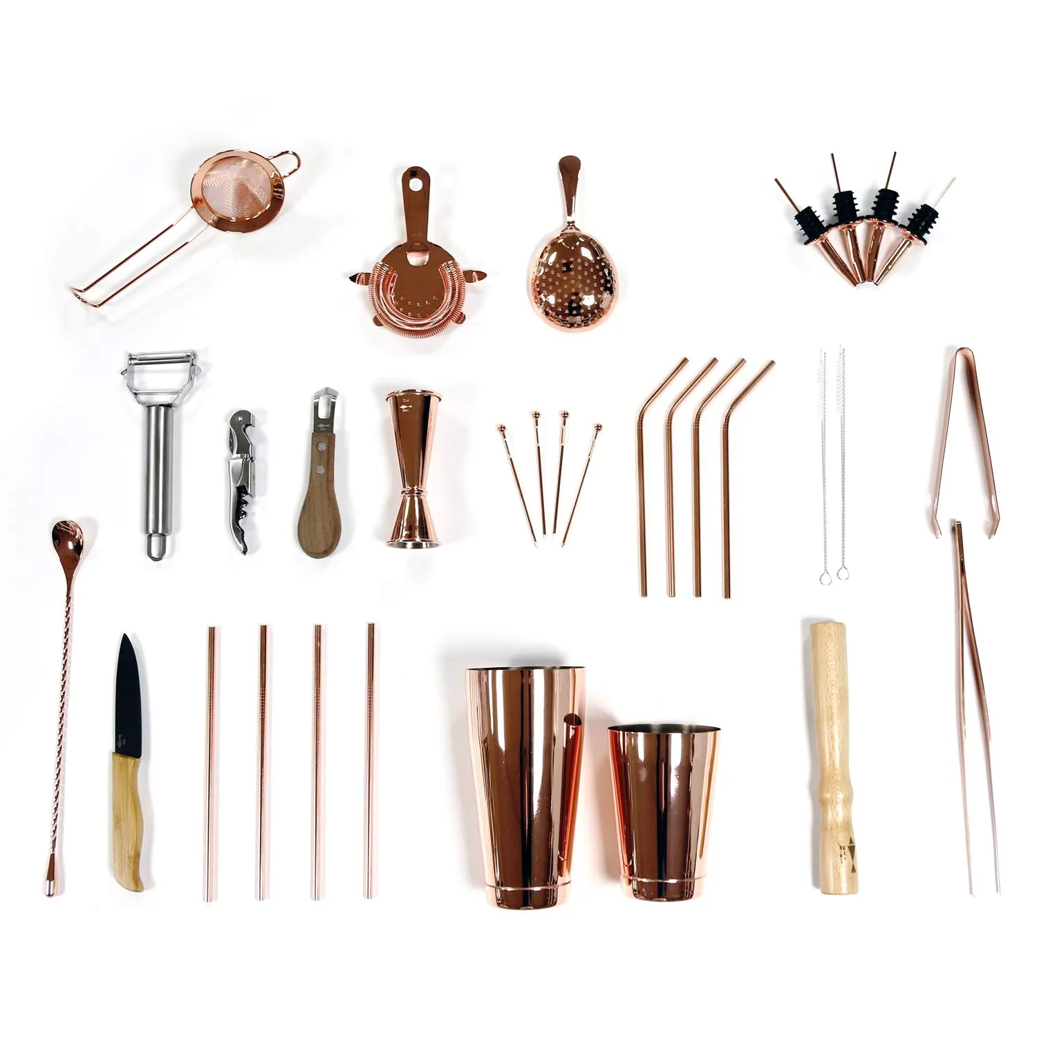 Sky Fish Boston Shaker Set Cocktail 32 Pezzi Rame Completo Inox