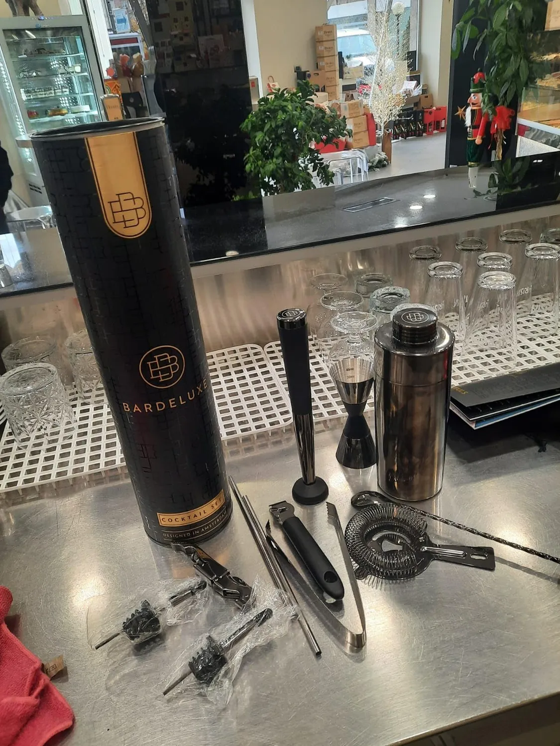 BarDeluxe kit barman 12 pezzi set cocktail nero 750 ml