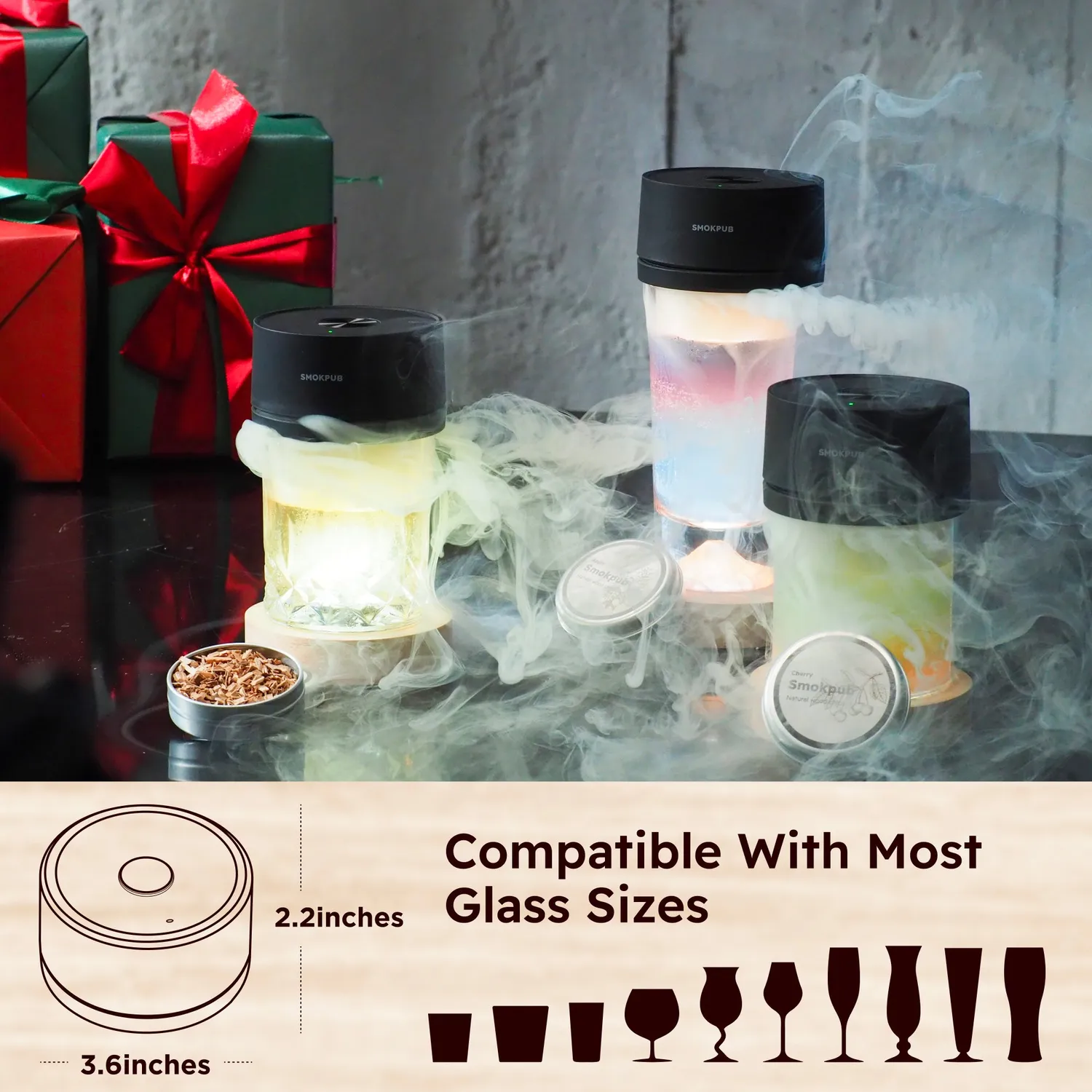 Smokepub Complete Set Affumicatore Cocktail Elettrico Legno