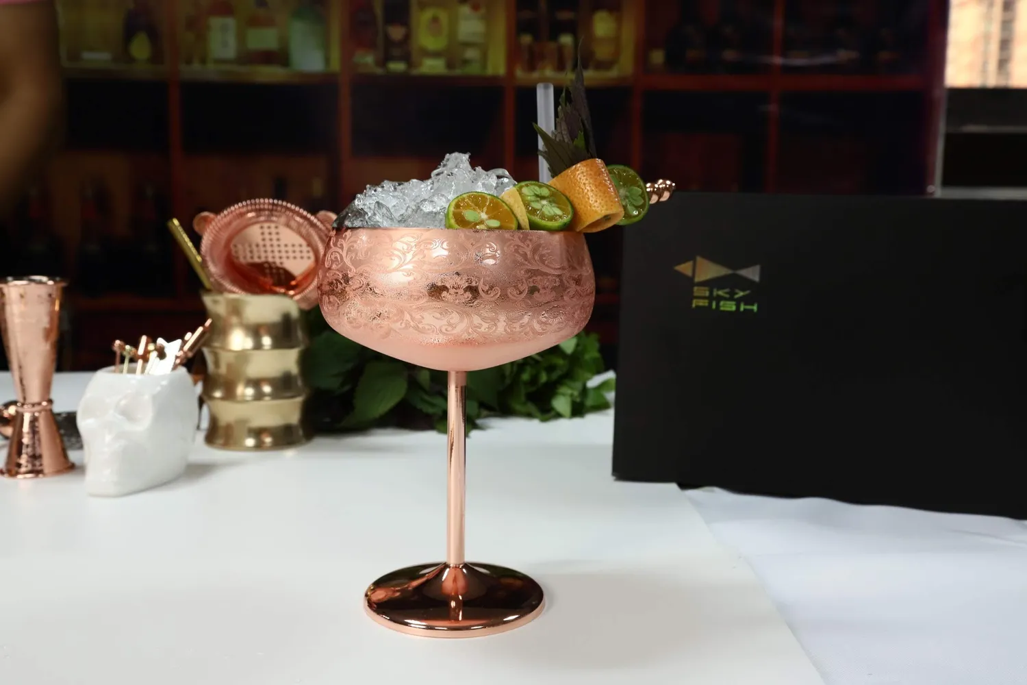 Sky Fish Bicchieri Martini Acciaio Rame 2 Pezzi