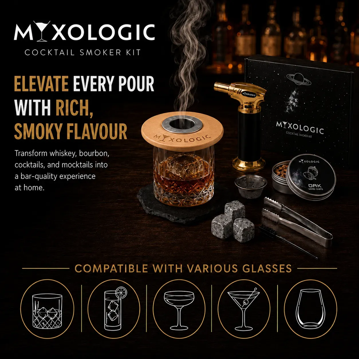 Mixologic Saturn kit affumicatore cocktail con chips