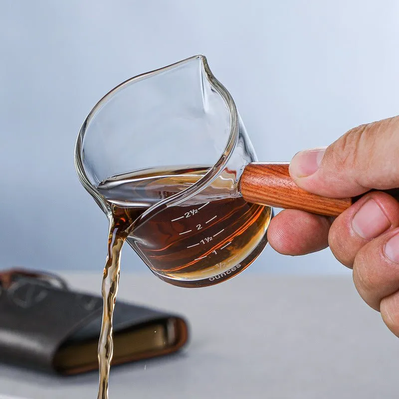 Cocktail Ceremony Espresso Measuring Cup misurino vetro manico legno