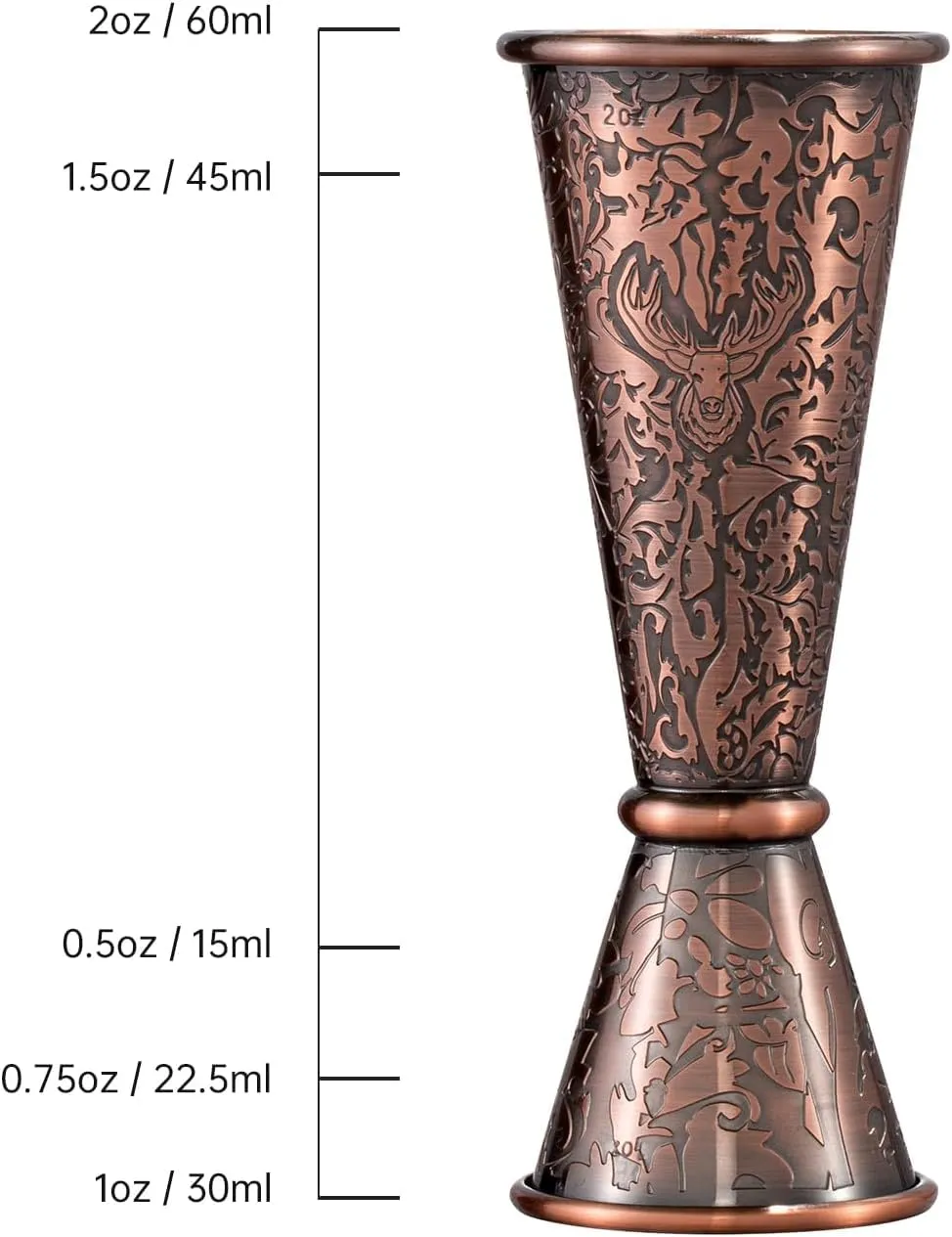 Sky Fish Jigger Cocktail Giapponese 1/2 oz Rame Antico 3D Inox
