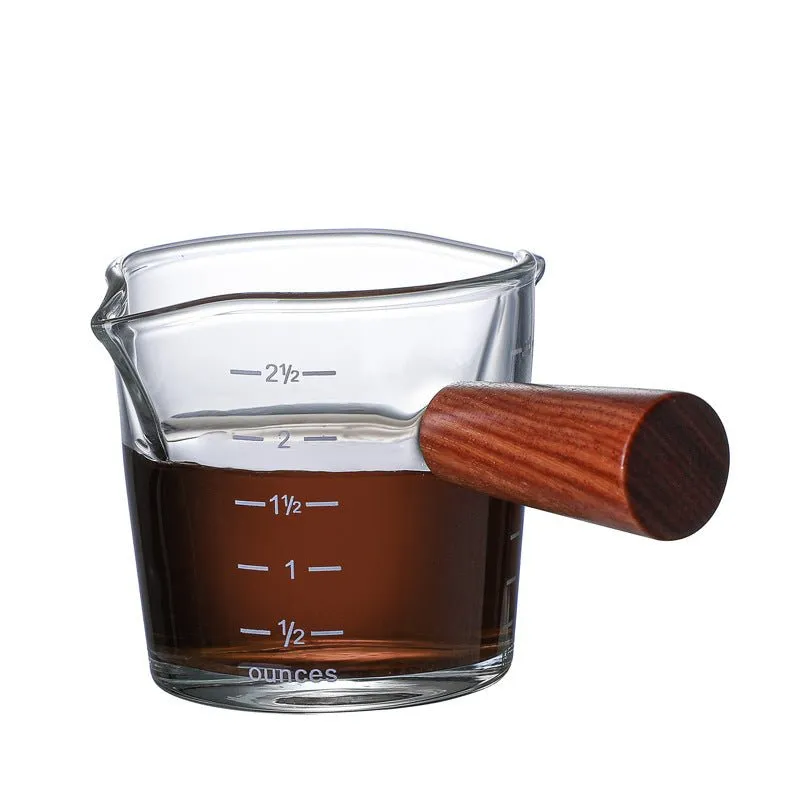 Cocktail Ceremony Espresso Measuring Cup misurino vetro manico legno