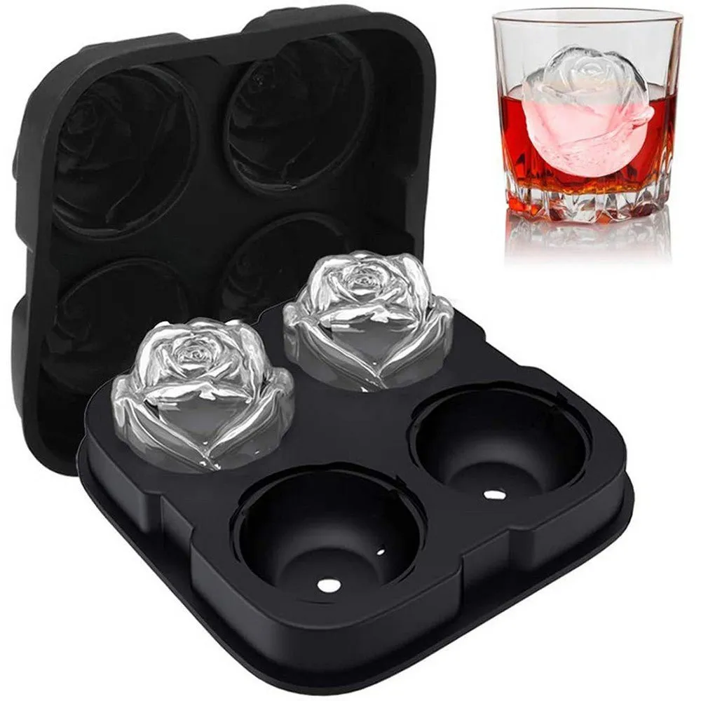 Cocktail Ceremony Rose stampo ghiaccio rosa 4 posti silicone