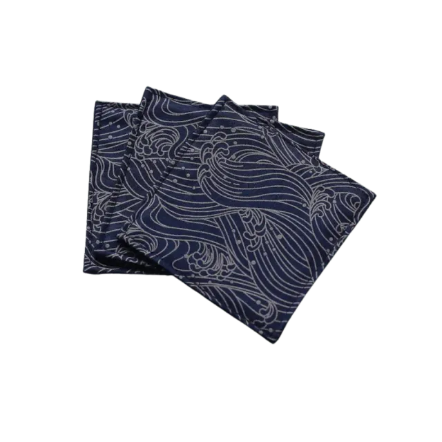 Cocktail Ceremony sottobicchiere stoffa blu onde 9x9 cm