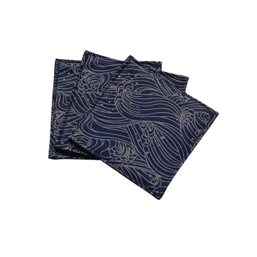 Cocktail Ceremony sottobicchiere stoffa blu onde 9x9 cm