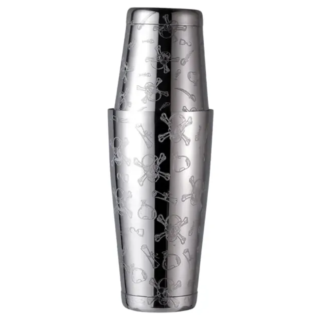 Cocktail Ceremony Skull shaker Boston Double Bottom acciaio