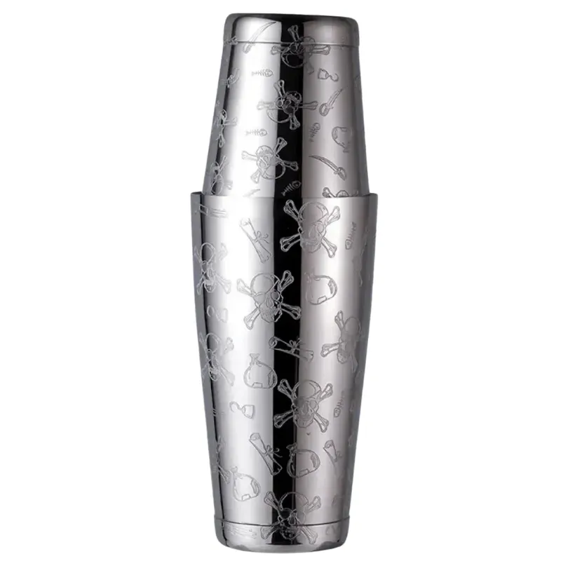Cocktail Ceremony Skull shaker Boston Double Bottom acciaio