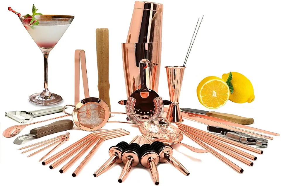 Sky Fish Boston Shaker Set Cocktail 32 Pezzi Rame Completo Inox