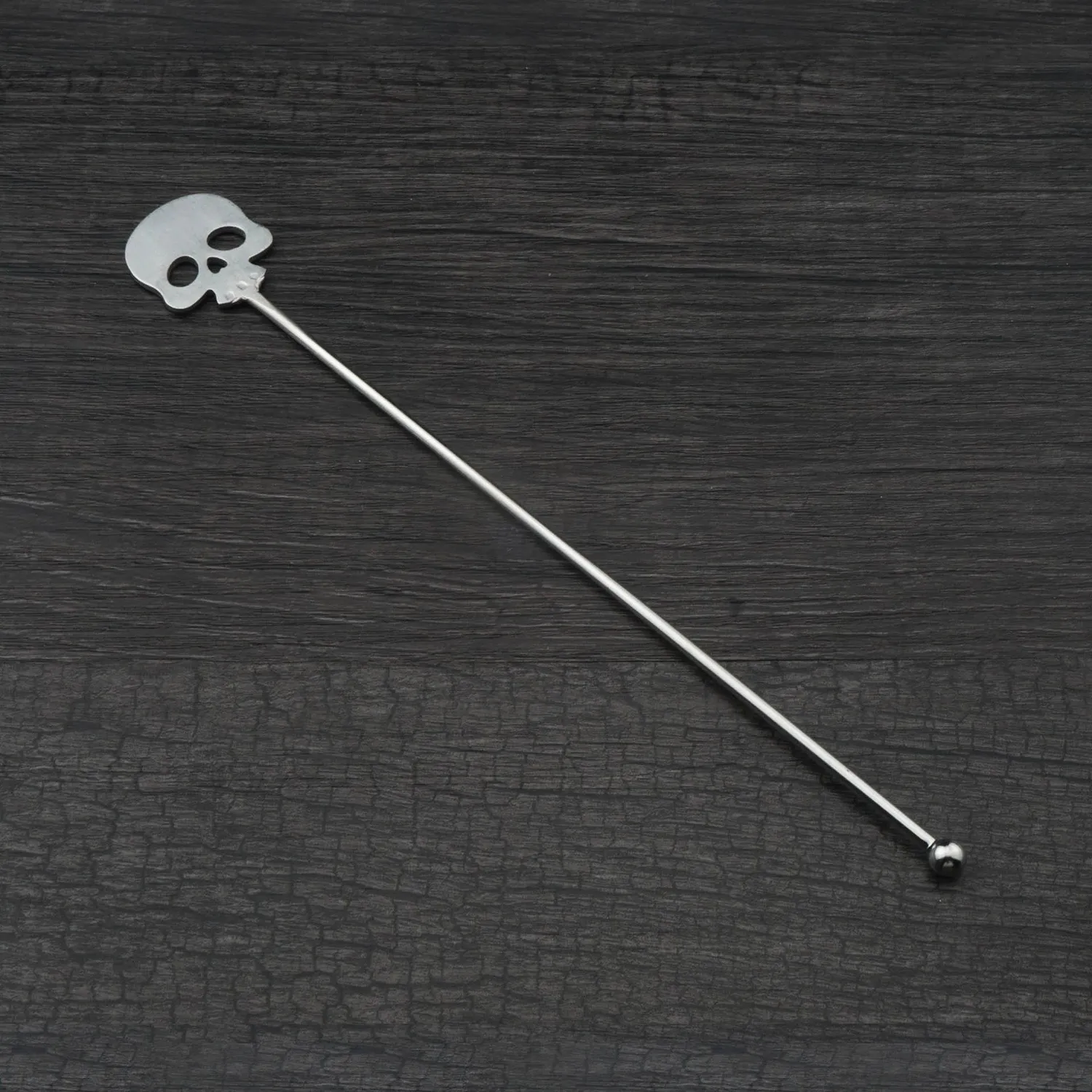Cocktail Ceremony Skull swizzle stick argento 2 pezzi riutilizzabile