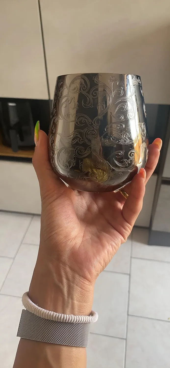 Sky Fish Bicchieri Vino Acciaio Inox Neri 4 Pezzi 500 ml Infrangibili