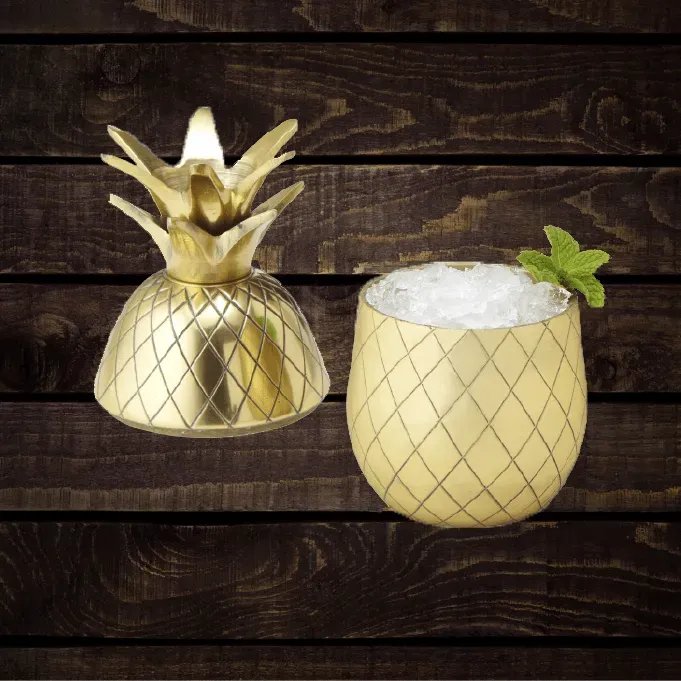 Pineapple Drinks Bicchiere Ananas Long Drink Tiki Oro