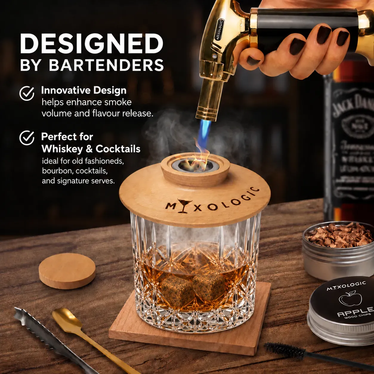 Mixologic kit affumicatore cocktail classico con chips