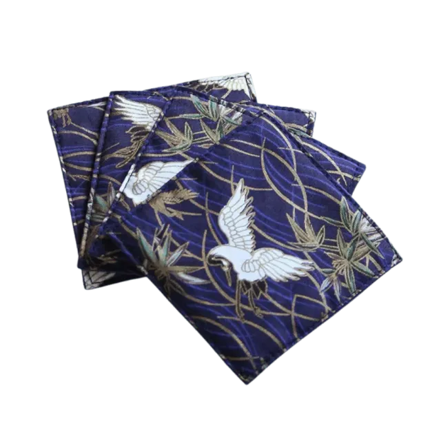 Cocktail Ceremony sottobicchiere stoffa gru blu 9x9 cm