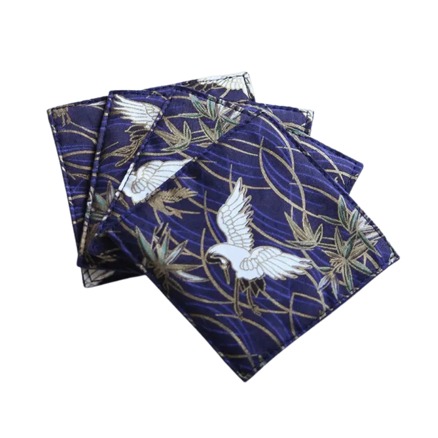 Cocktail Ceremony sottobicchiere stoffa gru blu 9x9 cm